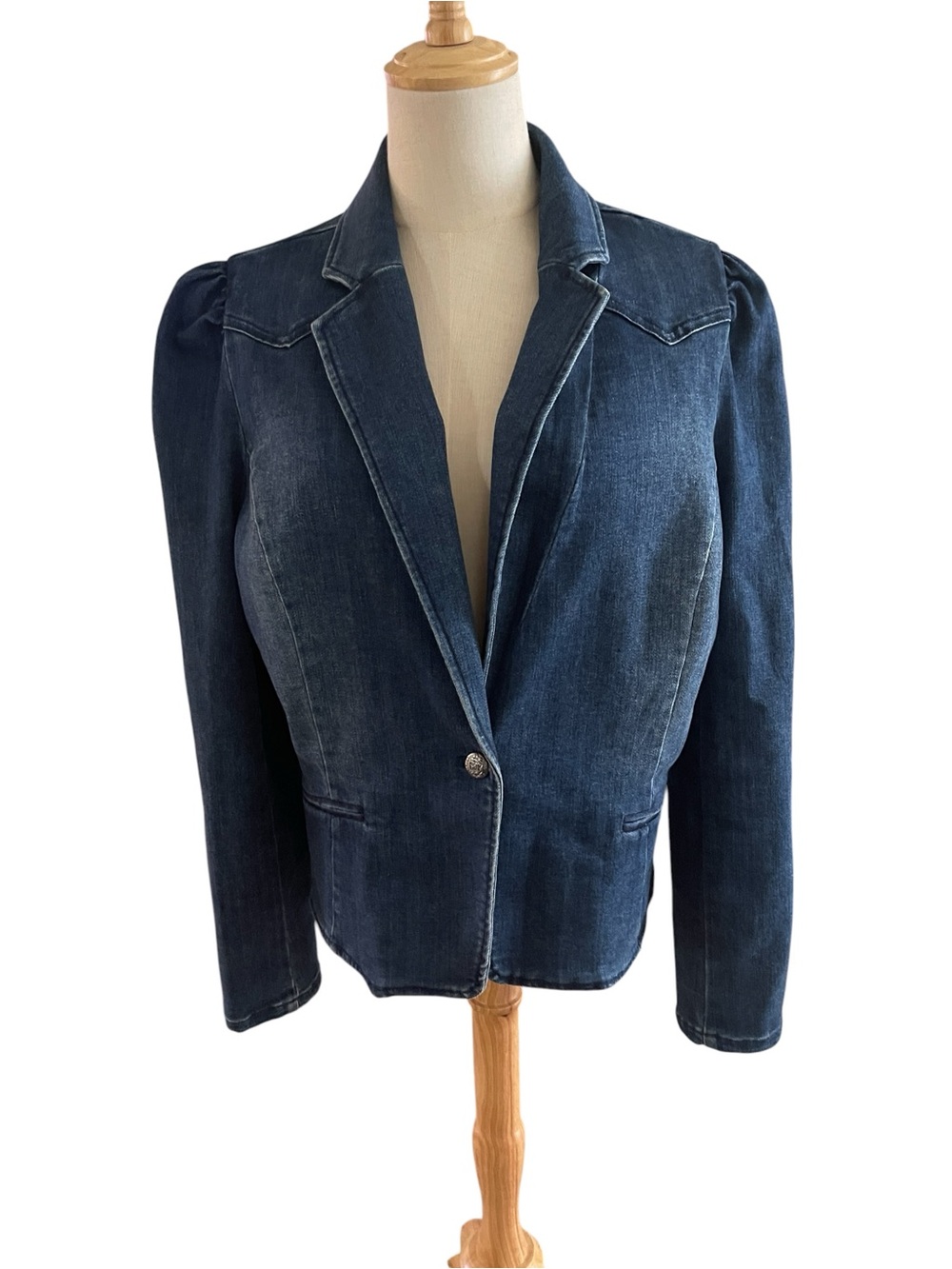 INC International Concepts Denim Puff Sleeve Blazer – Size L
